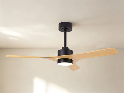 Thai 122cm 30W LED Dimmable Ceiling Light With Built-In 35W DC Fan, 2700-5000K Remote & APP Control, 2400lm, Black/Wood, 5yrs Warranty