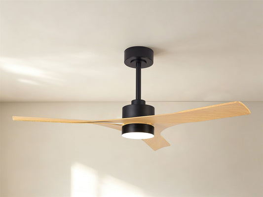 Thai 122cm 30W LED Dimmable Ceiling Light With Built-In 35W DC Fan, 2700-5000K Remote & APP Control, 2400lm, Black/Wood, 5yrs Warranty