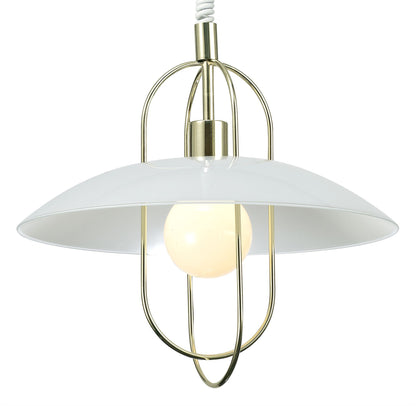 Deco Riva Rise & Fall Pendant 1 Light E27, Polished Brass/Opal White Glass Shade