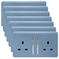 Trendi 2 Gang Artistic Modern Glossy 13 Amp Switched Plug Socket Sky (7 Pack)