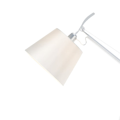 Deco Karis Adjustable Floor Lamp 1 Light E27 Silver/Polished Chrome c/w Cream Pearl Shade