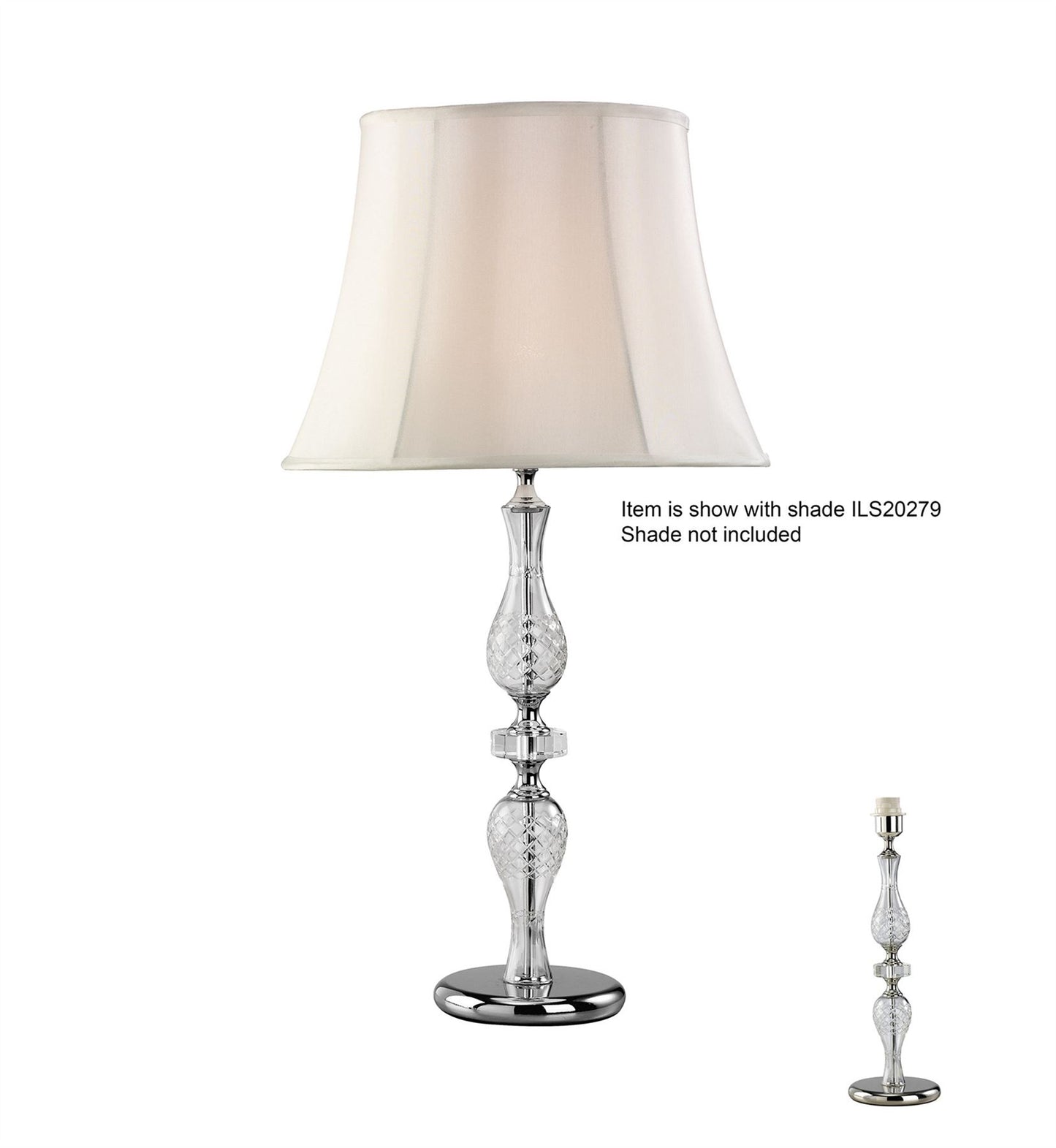 Diyas Albas Crystal Table Lamp WITHOUT SHADE 1 Light E27 Silver Finish