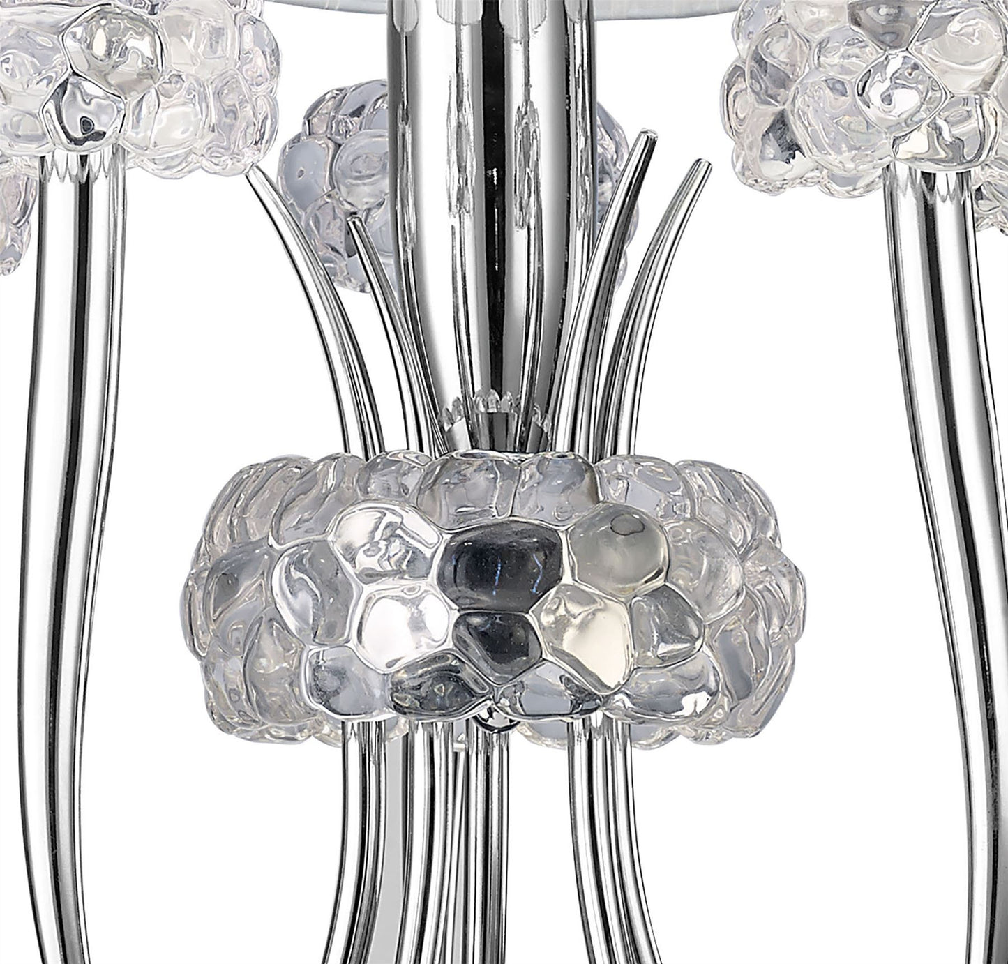 Mantra Loewe Slim Pendant 5 Light E14, Polished Chrome with White Shades