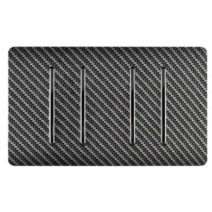 Trendi Switch 4 Gang Modern Designer Light Switch (1x 1 or 2 Way & 3 x Intermediate) in Carbon Fibre
