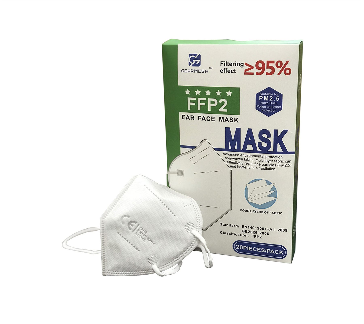Deco Additions KN95/FFP2 4 Layer Mask, (2 Packs 10) High Standard PP Non-Woven Fabrics, Effectively Resist Fine Particles (PM2.5) >=95%, Breathable & Comfortable.