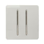 Trendi Artistic Modern Auto Retractive 2 Door Bell Switch White ART-2DBWH