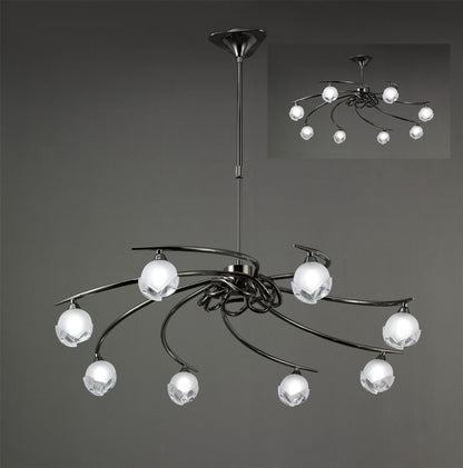 Mantra Fragma 86cm Telescopic 8 Light G9, Black Chrome
