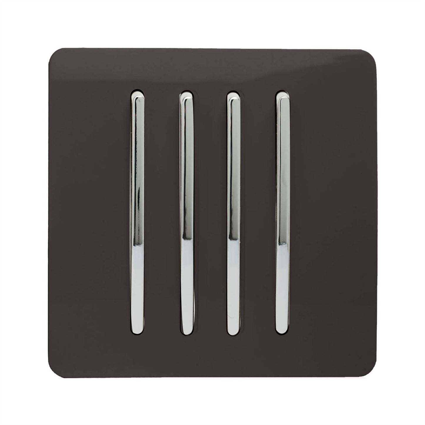 Trendi 4 Gang 2 Way Artistic Modern Glossy 10 Amp Rocker Tactile Light Switch Dark Brown