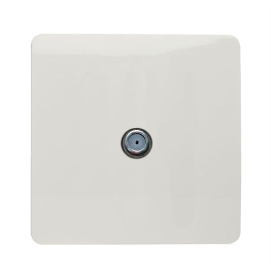 Trendi 1 Gang Modern Screwless Television Satellite Socket in White - ART-SATWH