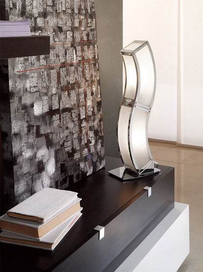 Mantra Duna GU10 Table Lamp 2 Light L1/SGU10, Polished Chrome/White Acrylic, CFL Lamps INCLUDED