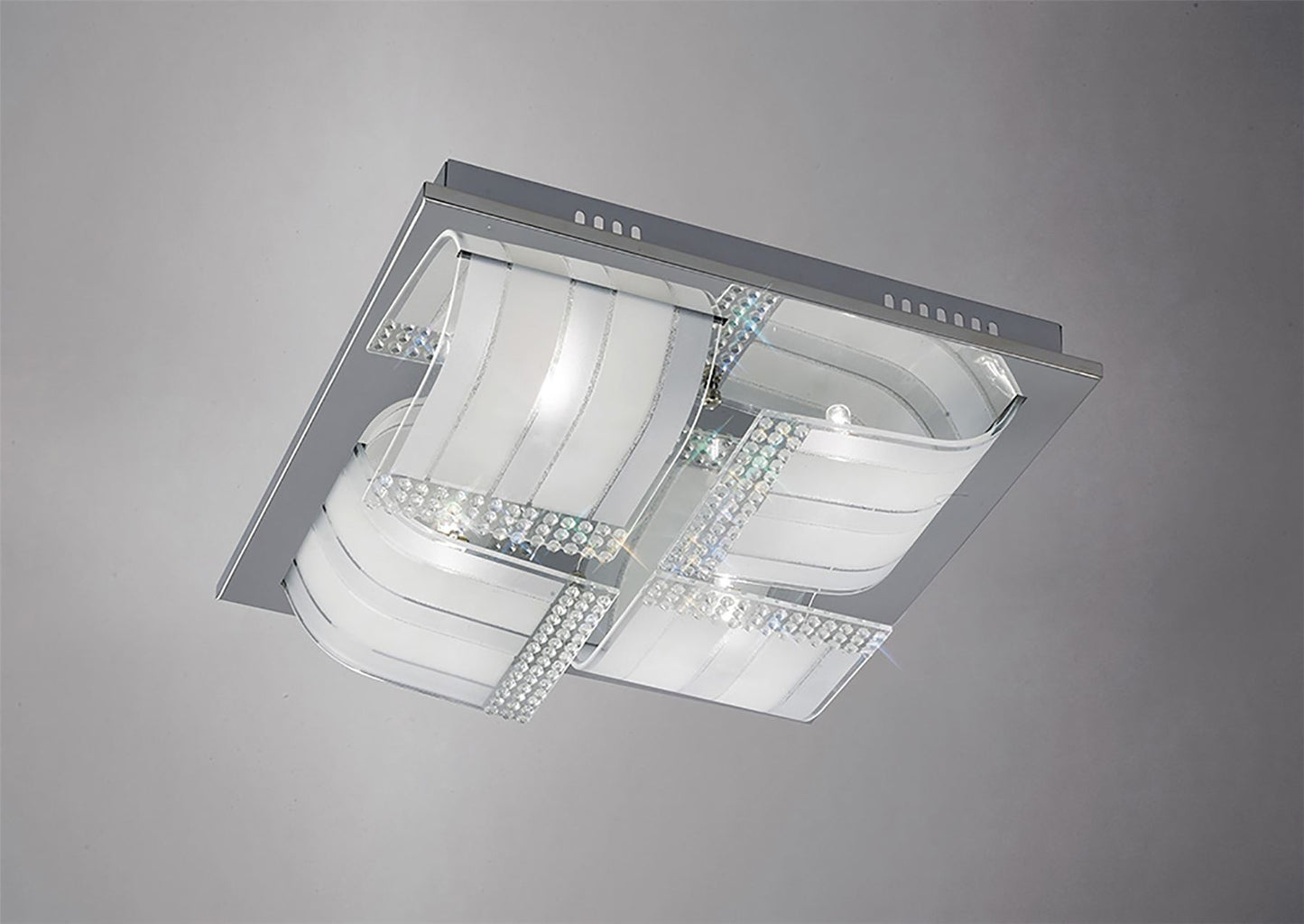 Diyas Charis Square Flush  Large 4 Light G9 Polished Chrome/Glass/Crystal Ceiling Light Fitting