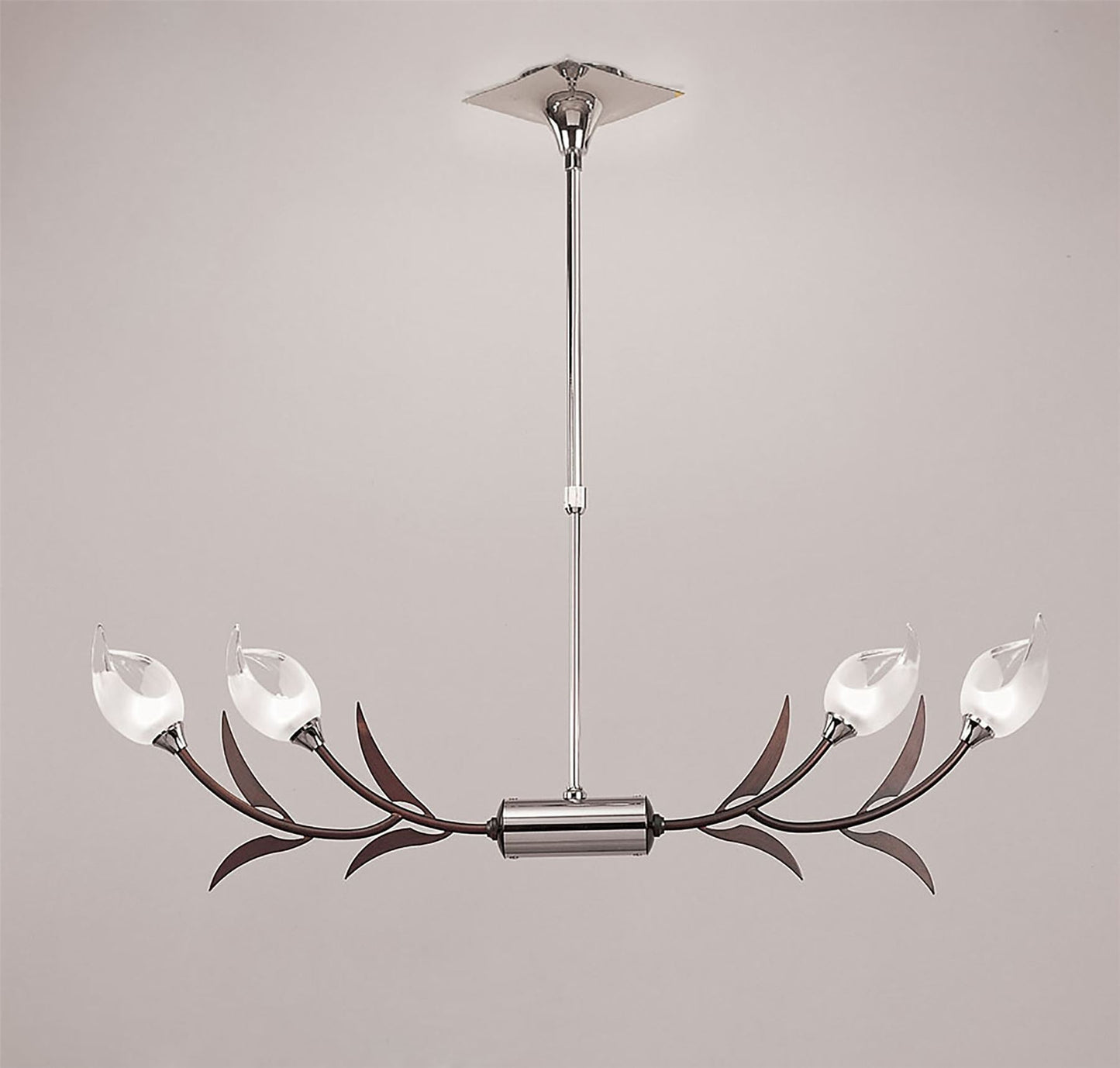 Mantra Holland Telescopic Linear Pendant Line 4 Light G9, Polished Chrome, Wenge