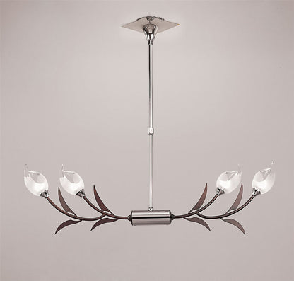 Mantra Holland Telescopic Linear Pendant Line 4 Light G9, Polished Chrome, Wenge