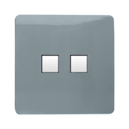 Trendi Switch 2 Gang RJ45 Cat 6 Modern Designer PC Ethernet Socket in Cool Grey