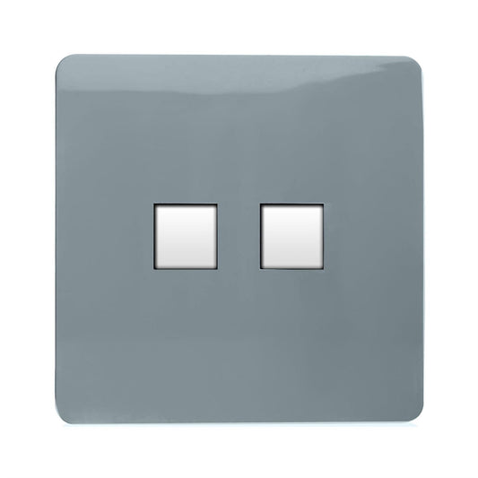 Trendi Switch 2 Gang RJ45 Cat 6 Modern Designer PC Ethernet Socket in Cool Grey