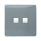 Trendi Switch 2 Gang RJ45 Cat 6 Modern Designer PC Ethernet Socket in Cool Grey