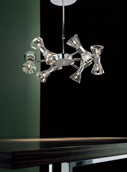 Diyas Elisa 45cm  Round 12 Light G4 Polished Chrome, NOT LED/CFL Compatible Ceiling Pendant Light Fitting