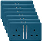 Trendi 2 Gang Artistic Modern Glossy 13 Amp Switched Plug Socket Midnight Blue (7 Pack)