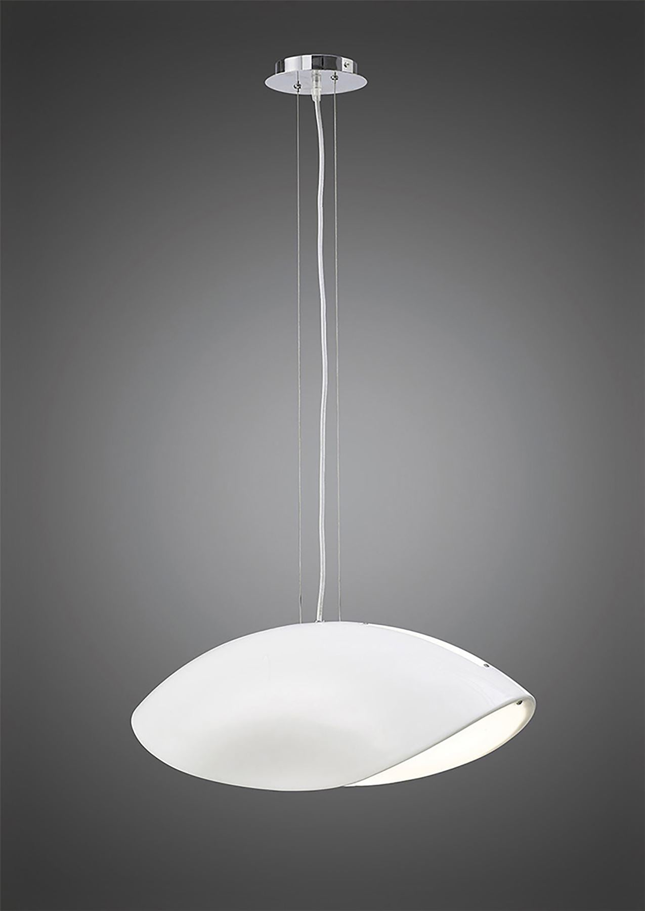 Mantra Pasion Rectangular Pendant 4 Light E27, Gloss White/White Acrylic/Polished Chrome, CFL Lamps INCLUDED