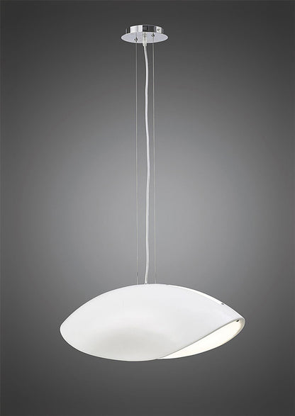 Mantra Pasion Rectangular Pendant 4 Light E27, Gloss White/White Acrylic/Polished Chrome, CFL Lamps INCLUDED