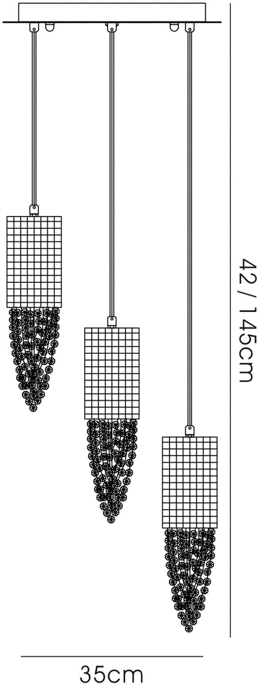 Diyas Camden 35cm  3 Light G9 Round Polished Chrome/Mosaic Glass/Crystal Ceiling Pendant Light Fitting