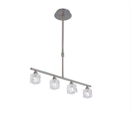 Mantra M1857 Ice Linear Pendant 4 Light G9 ECO Bar, Satin Nickel