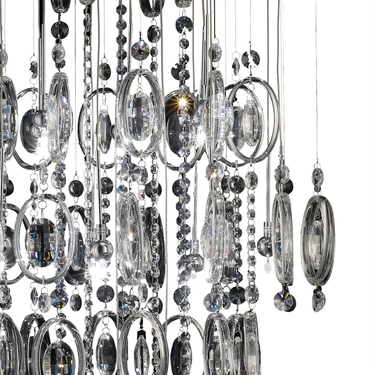 Diyas Solana 58cm  18 Light G4 Polished Chrome/Crystal, NOT LED/CFL Compatible Ceiling Pendant Light Fitting