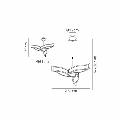 Mantra Sintesys 61cm Telescopic Convertible To Semi Flush E27 3 Light E27, Polished Chrome/White Acrylic, CFL Lamps INCLUDED