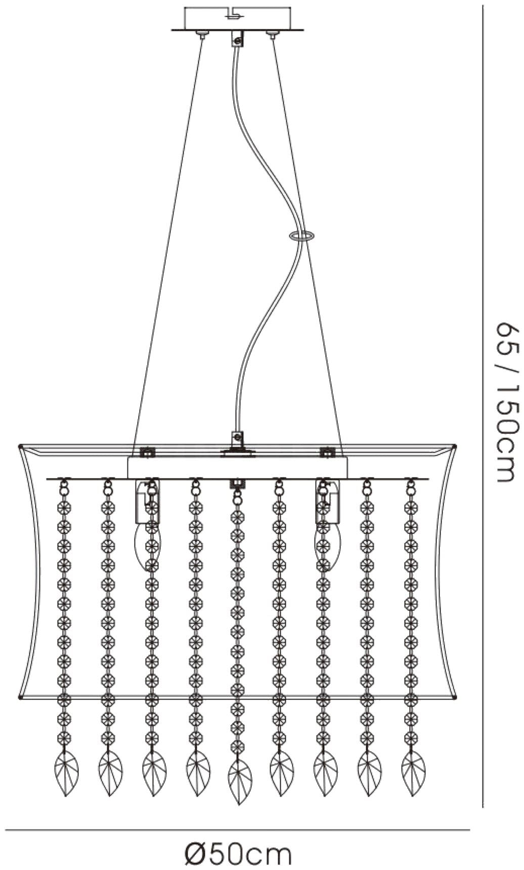 Diyas Niki 50cm  4 Light E14 with White Shade Polished Chrome/Clear Crystal Ceiling Pendant Light Fitting