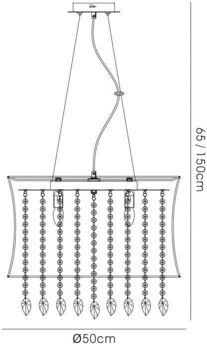 Diyas Niki 50cm  4 Light E14 with White Shade Polished Chrome/Clear Crystal Ceiling Pendant Light Fitting
