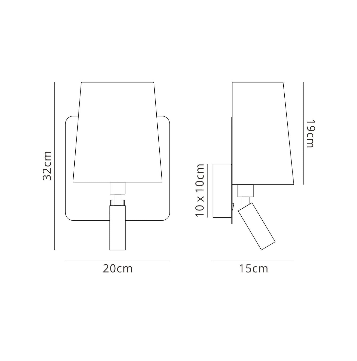 Mantra M5230 Bahia Wall Light with Large Back Plate 1 Light E27 + Reading Light 3W LED with White Shade Bronze 4000K, 200lm,, 3yrs Warranty