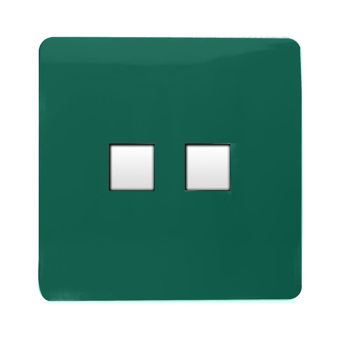 Trendi Switch 2 Gang RJ45 Cat 6 Modern Designer PC Ethernet Socket in Dark Green