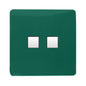 Trendi Switch 2 Gang RJ45 Cat 6 Modern Designer PC Ethernet Socket in Dark Green