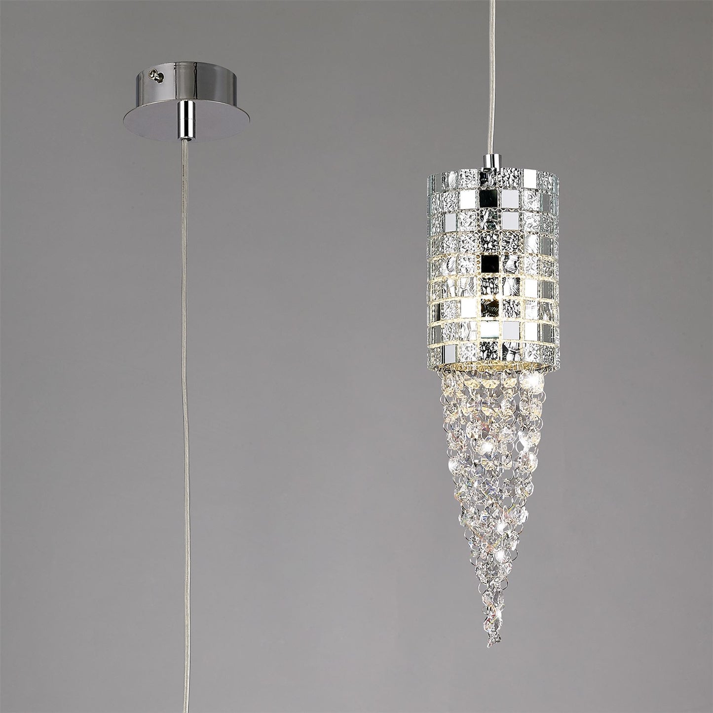 Diyas Camden 10cm Single  1 Light G9 Polished Chrome/Mosaic Glass/Crystal Ceiling Pendant Light Fitting