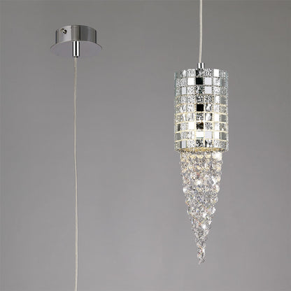 Diyas Camden 10cm Single  1 Light G9 Polished Chrome/Mosaic Glass/Crystal Ceiling Pendant Light Fitting