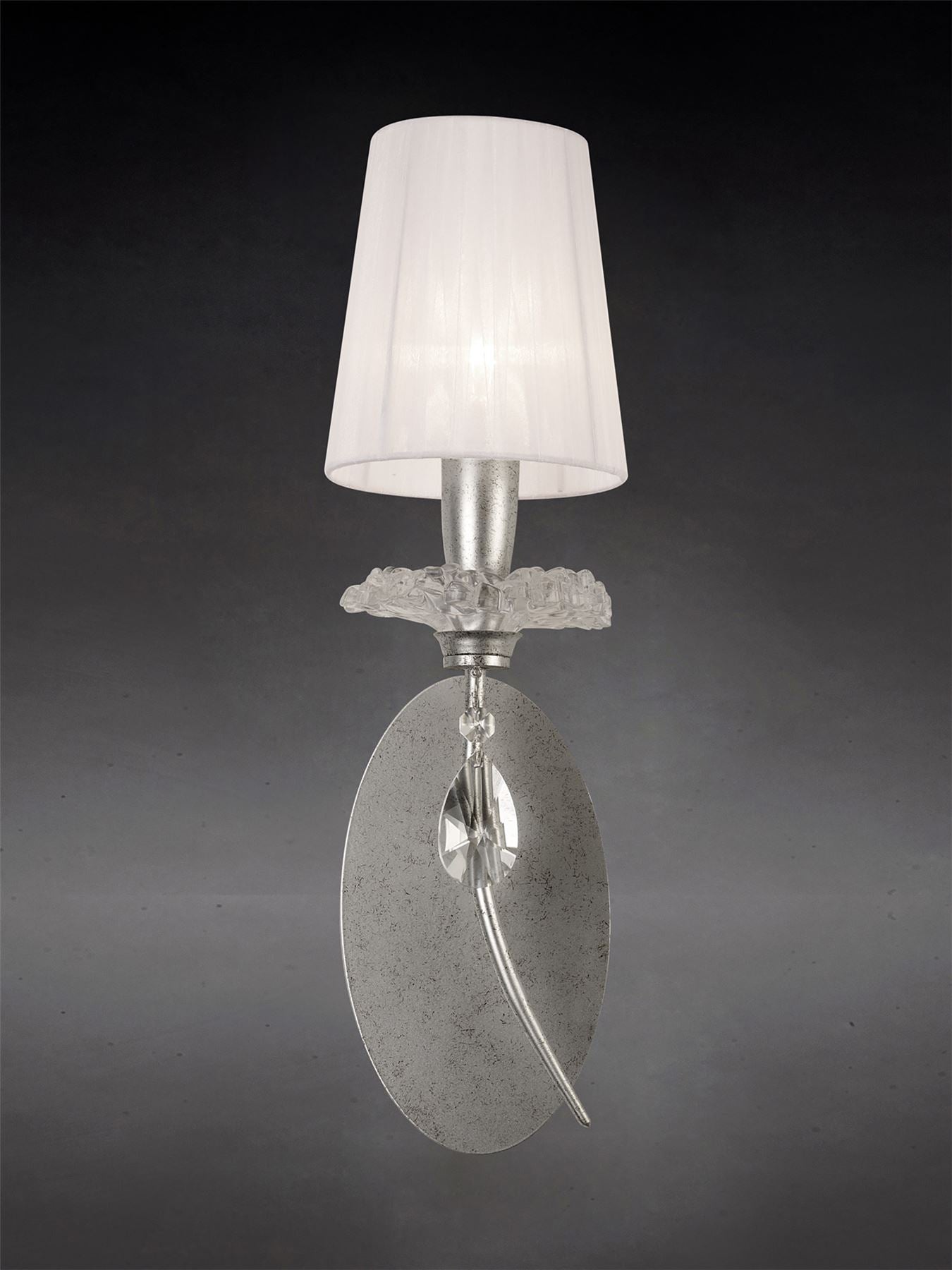 Mantra M6305 Sophie Wall Light, 1 x E14 (Max 20W), Silver Painting, White Shade