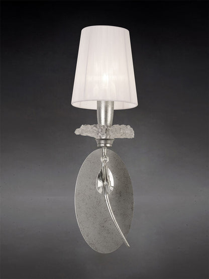 Mantra M6305 Sophie Wall Light, 1 x E14 (Max 20W), Silver Painting, White Shade