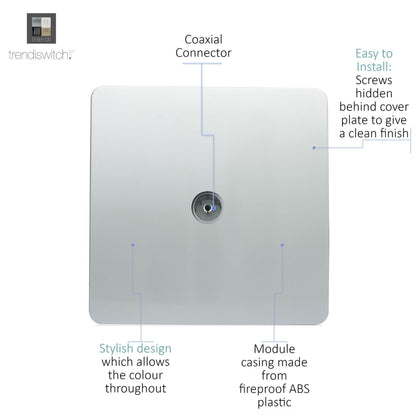 Trendi Artistic Modern Glossy Tactile TV Socket Silver ART-TVSSI