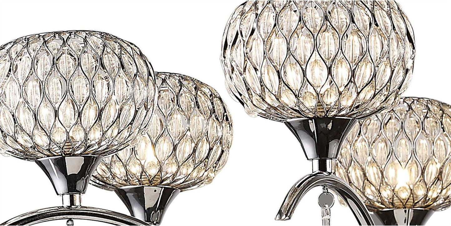 Diyas Chelsie 78cm  8 Light G9 Polished Chrome/Clear Beaded Glass Ceiling Pendant Light Fitting