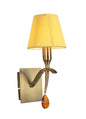Mantra Siena Wall Light Switched 1 Light E14, Antique Brass with Amber Cream Shade and Amber Crystal
