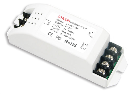 LTECH 1-10V Constant Voltage 1 Channel CV 0/1-10V Dimming Driver, 12/24V DC
