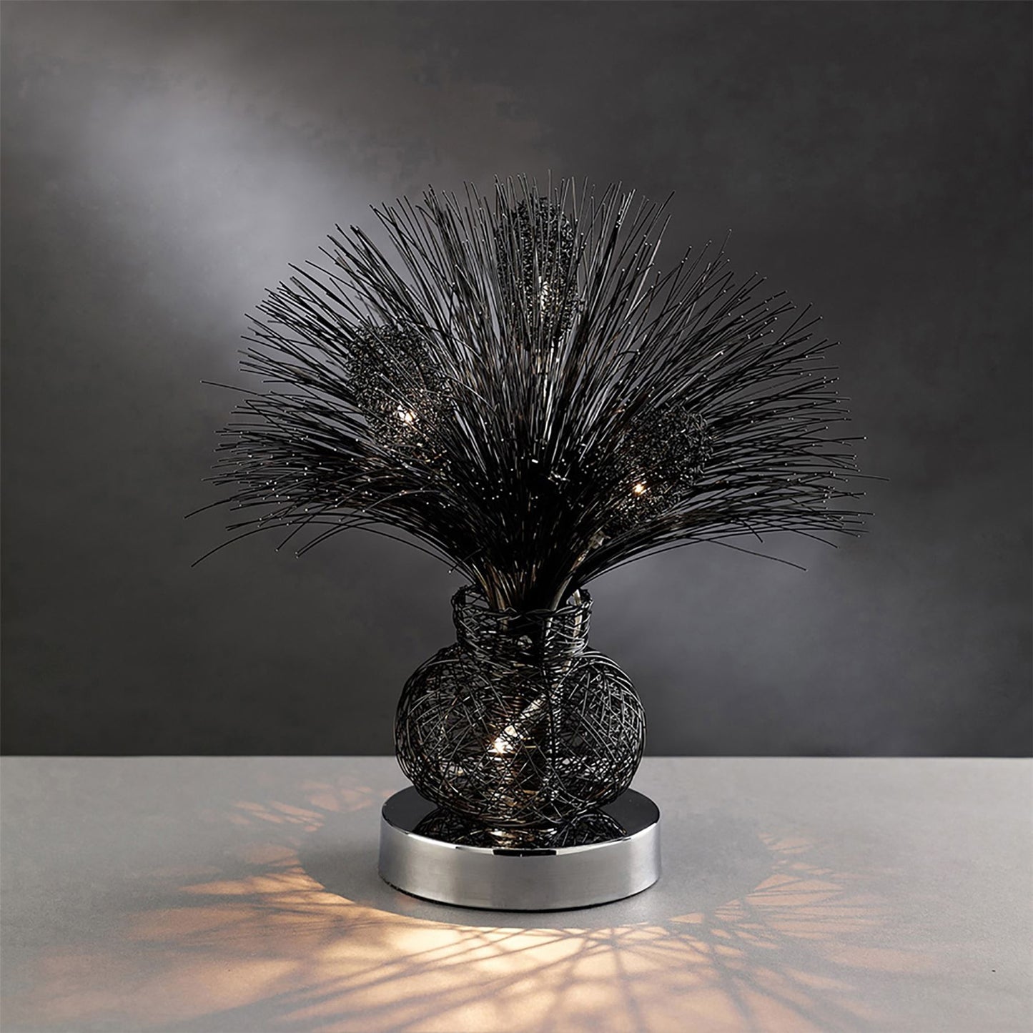 Diyas Home Lenore Aluminium (DH) Lenore Table Lamp 4 Light G4 Black/Polished Polished Chrome, NOT LED/CFL Compatible