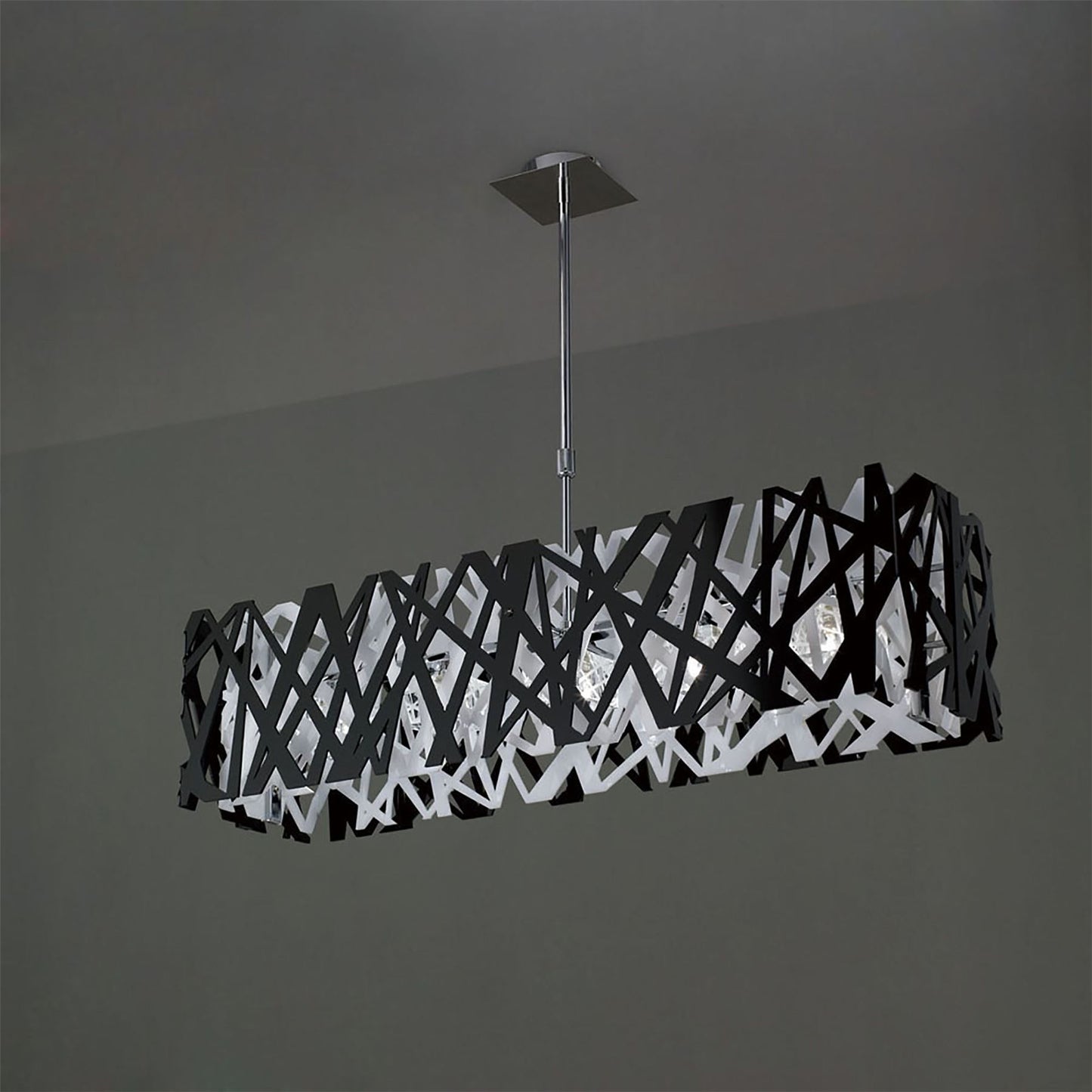 Mantra Tokio Rectangular Pendant 5 Light G9 Polished Chrome/Black/White