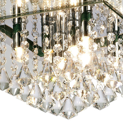 Diyas Starda Flush  Square 8 Light G9 Chrome/Crystal Ceiling Light Fitting