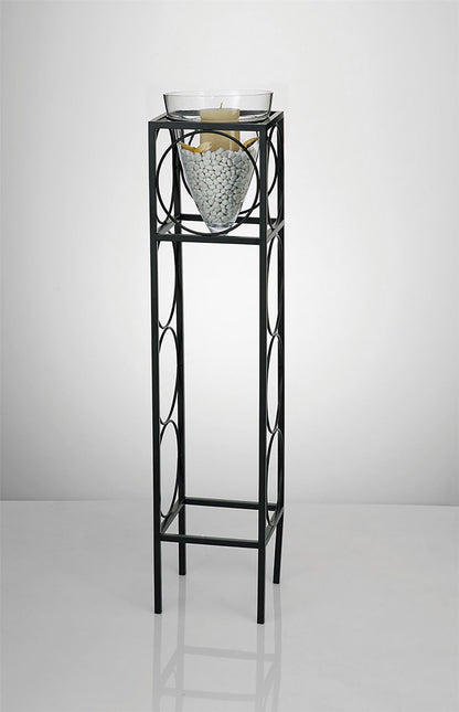Diyas Home (DH) Athena Candle Holder 110Cm Black/Clear Glass Art