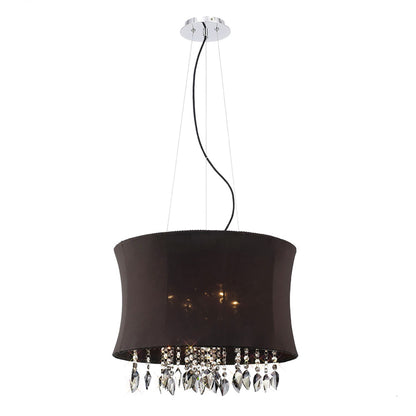 Diyas Niki 50cm  4 Light E14 with Black Shade Polished Chrome/Smoked Crystal Ceiling Pendant Light Fitting