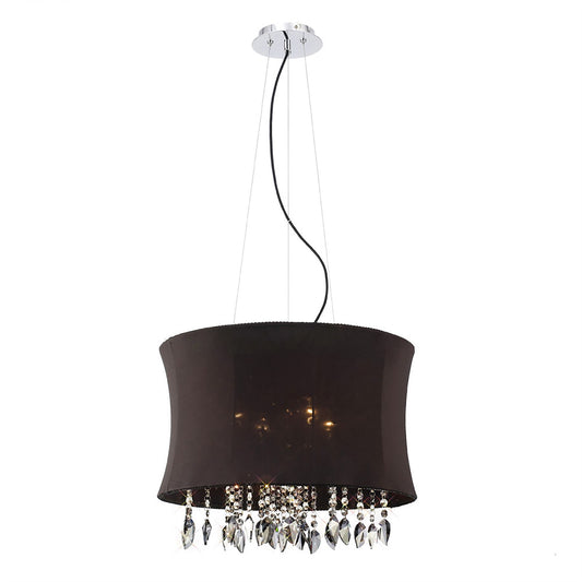 Diyas Niki 50cm  4 Light E14 with Black Shade Polished Chrome/Smoked Crystal Ceiling Pendant Light Fitting