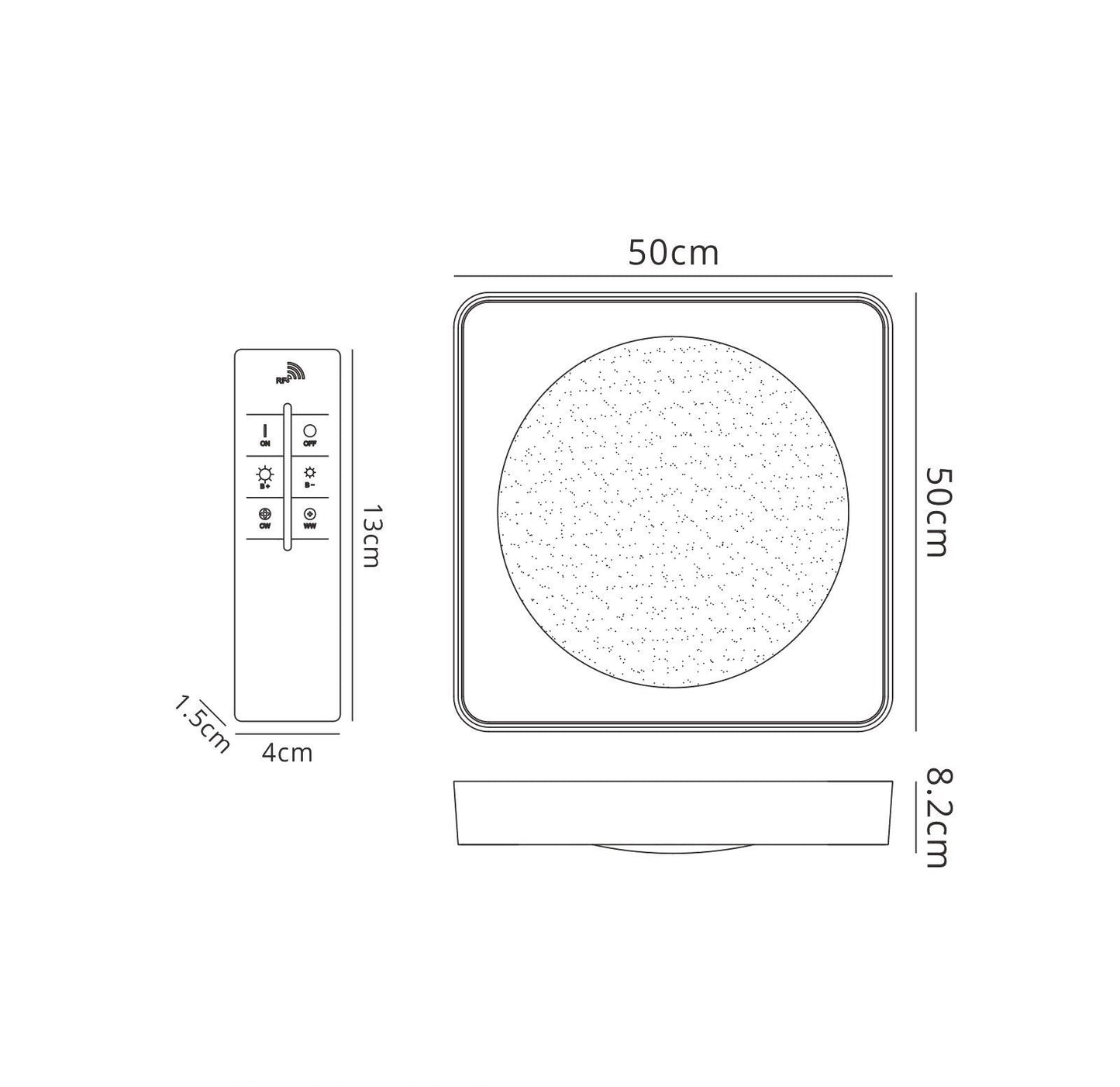 Mantra Fusion M5921 Male Flush 50cm Square 24W LED 3000-6500K Tuneable, 1920lm, Remote Control Chrome/ Acrylic, 3yrs Warranty - M5921 Crystal