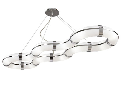 Mantra Guss Rectangular Pendant E27 12 Light E27 Curved Bar, Polished Chrome/White Acrylic, CFL Lamps INCLUDED