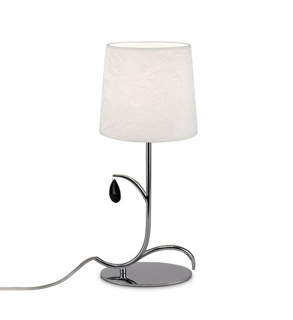 Mantra M6319 Andrea Table Lamp 45cm, 1 x E14 (Max 20W), Polished Chrome, White Shades, Black Crystal Droplets